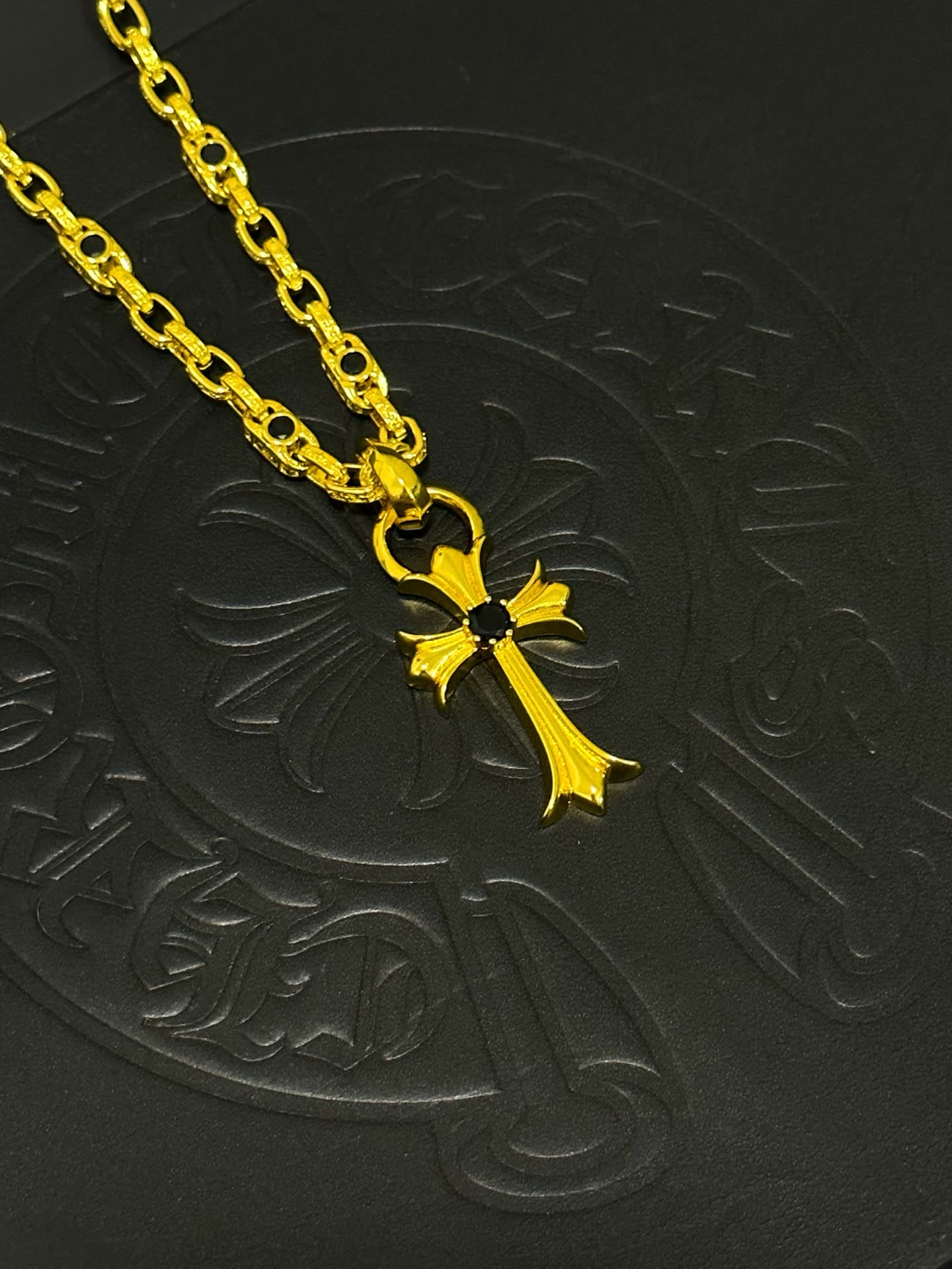 Chrome Hearts Gold Cross Pendant Necklace